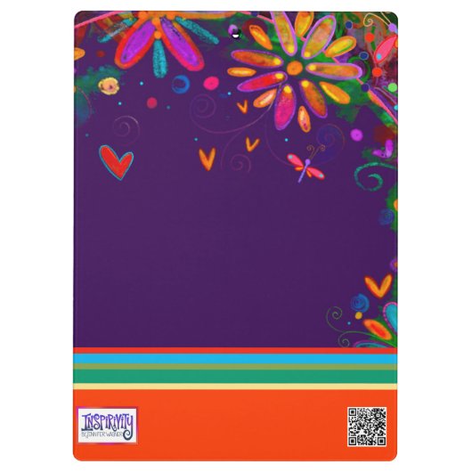 Leer Liefde Inspireren Leraar Floral Kleurrijke Qu Klembord (Achterkant)