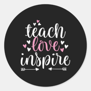 Leer liefde inspireren leraar hij ronde sticker