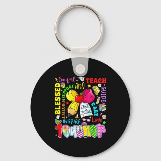 Leer Liefde Inspireren Leraar Kinderen Potlood Boo Sleutelhanger (Voorkant)