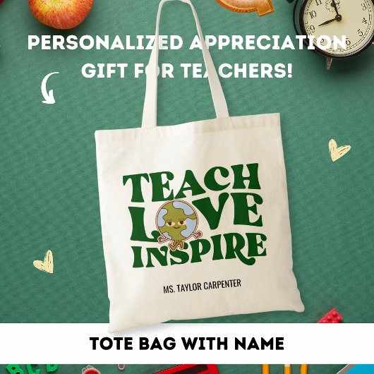 Leer liefde inspireren leraar waardering cadeau tote bag
