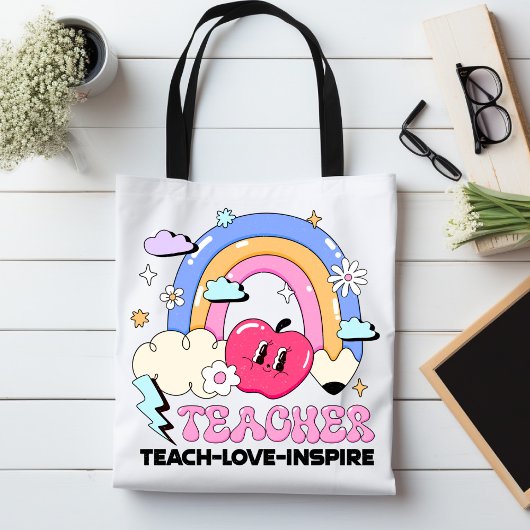 Leer liefde inspireren leraar waardering stijlvol tote bag