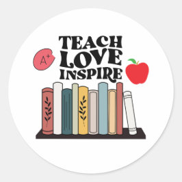 Leer liefde inspireren leraren waardering onderwij ronde sticker
