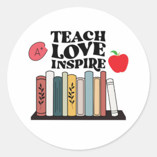 Leer liefde inspireren leraren waardering onderwij ronde sticker