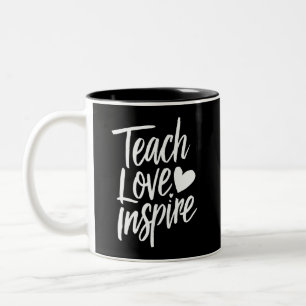 Leer Liefde Inspireren Lerarendag Cadeau Leraar Le Tweekleurige Koffiemok