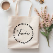 Leer liefde inspireren Luister Moedig leraar cadea Tote Bag