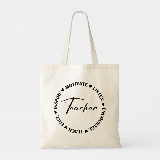Leer liefde inspireren Luister Moedig leraar cadea Tote Bag (Achterkant)
