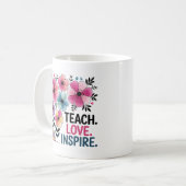 Leer liefde inspireren Mok | Floral Teacher Coffee (Voorkant links)