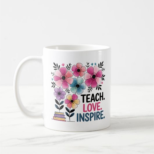 Leer liefde inspireren Mok | Floral Teacher Coffee (Links)