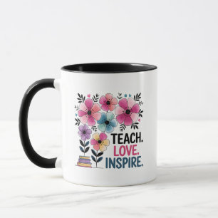 Leer liefde inspireren Mok   Floral Teacher Coffee