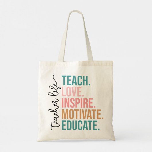 Leer liefde inspireren, motiveren en opleiden lera tote bag (Achterkant)