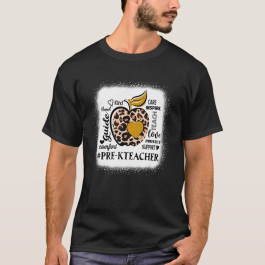 Leer liefde inspireren Pre K leraar Leopard terug T-shirt (Voorkant)