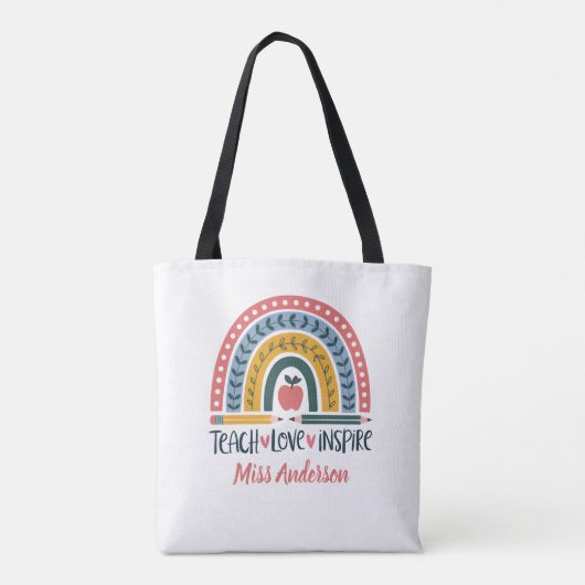 Leer liefde inspireren Rainbow leraar waardering Tote Bag (Achterkant)