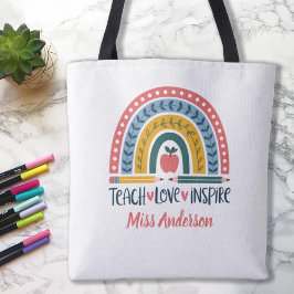Leer Liefde Inspireren Regenboog Docenten Waarderi Tote Bag