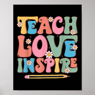 Leer Liefde Inspireren Retro Groovy Terug naar sch Poster