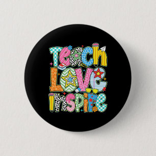 Leer Liefde Inspireren Terug naar School Leraar Ki Ronde Button 5,7 Cm