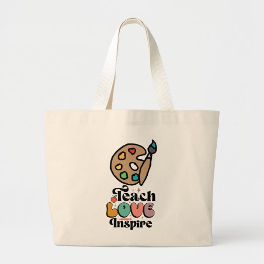 Leer liefde inspireren voor schilderkunst leraar grote tote bag (Voorkant)