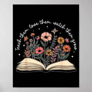 Leer Liefde Kijk Groei Retro Onderwijzer Bloem Poster