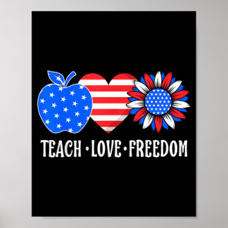Leer Liefde Vrijheid VS Vlag Patriottische Leraar Poster