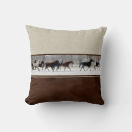 Leer, Linnen, en Paarden Decorator Accent Kussen