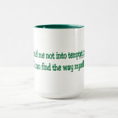 Leer me niet in de verleiding mok (Midden)