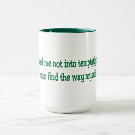 Leer me niet in de verleiding mok (Midden)