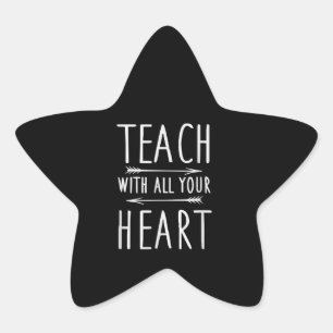 Leer met al je hart Schattigee school leraar gesch Ster Sticker