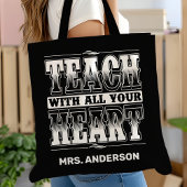 Leer met al je Motivatie docent in je hart Tote Bag