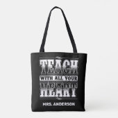 Leer met al je Motivatie docent in je hart Tote Bag (Achterkant)