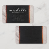 Leer met marmer en houtversiering visitekaartje (Voorkant / Achterkant)