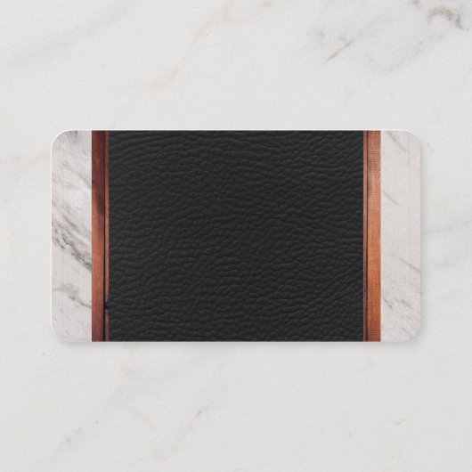 Leer met marmer en houtversiering visitekaartje (Achterkant)