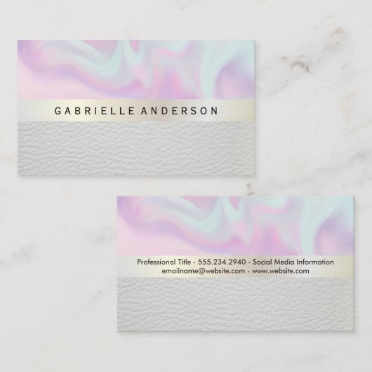 Leer | Metalen Afwerking | Pastelkleurige Vloeibar Visitekaartje (Voorkant / Achterkant)