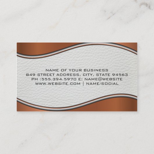 Leer | Metalen golfafwerking Visitekaartje (Achterkant)