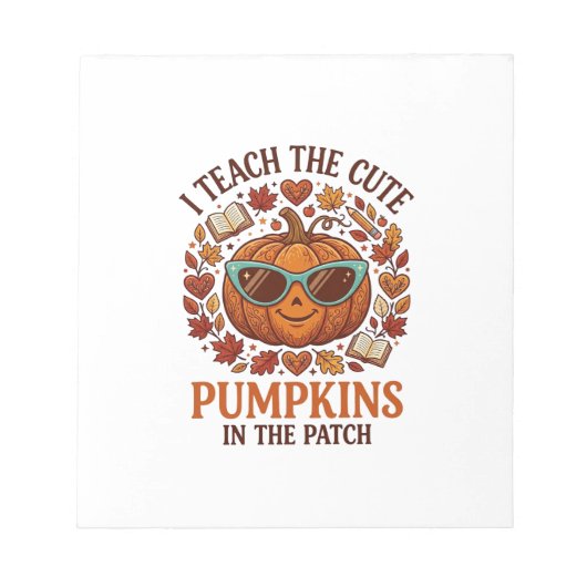 Leer Moppige Pompoenen Patch Halloween Zonnebril_1 Notitieblok (Voorkant)