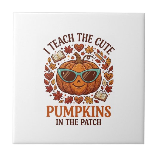 Leer Moppige Pompoenen Patch Halloween Zonnebril_1 Tegeltje (Voorkant)