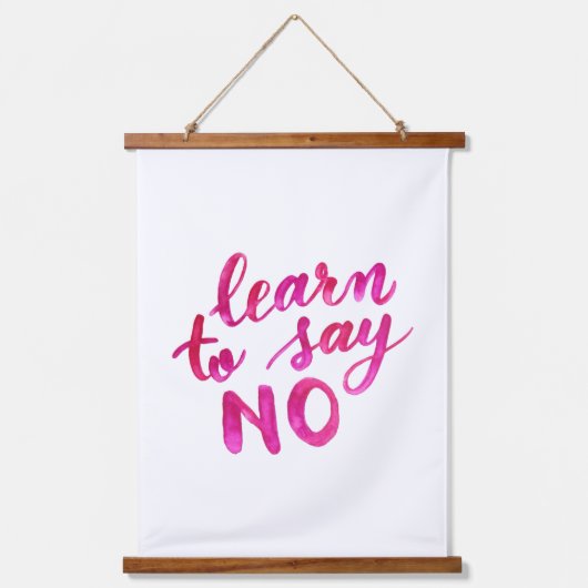 Leer nee zeggen - roze hangend wandkleed (Voorkant)