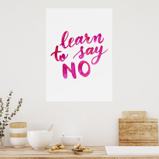 Leer nee zeggen - roze poster (Keuken)