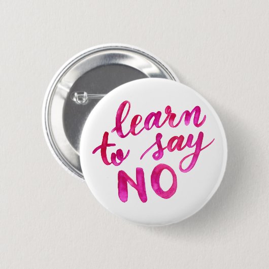 Leer nee zeggen - roze ronde button 5,7 cm (Voorkant /achterkant)