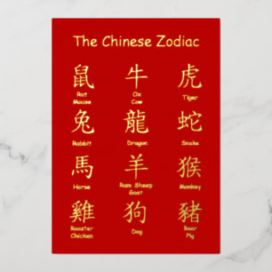 Leer om Chinese Dierriem Dieren Nieuwjaar te Lezen Folie Feestdagenkaart