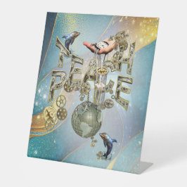 Leer Peace Christmas Gathering geschenken Reclamebord Met Voetstuk