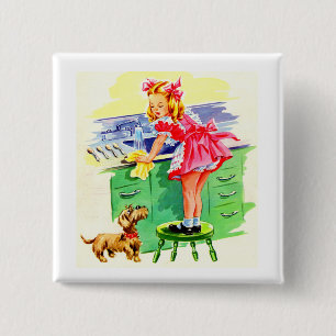 Leer Rover hoe de afwas moet worden afgewassen Vierkante Button 5,1 Cm