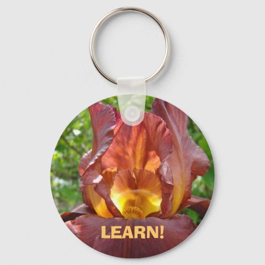 LEER! sleutelhangers Rode Gele Iris Bloemen Tuin (Voorkant)