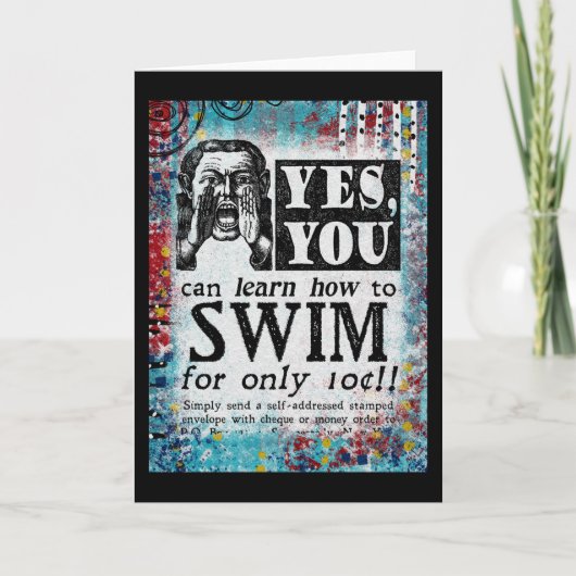 Leer Swim - Funny Vintage Ad Kaart (Voorkant)