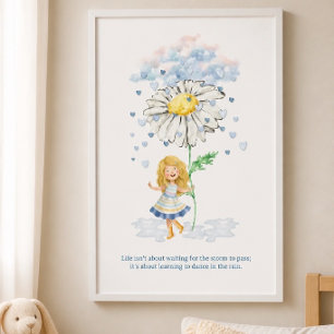 Leer te Dansen in de Regen Meisje en Bloem Poster