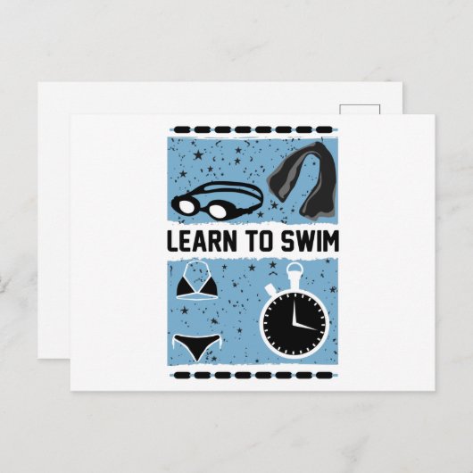 Leer te zwemmen met dit prachtige ontwerp briefkaart (Voorkant / Achterkant)