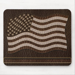 Leer-Uitzien USA Vlag Donker Muismat