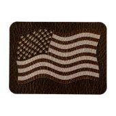 Leer-Uitziende USA Vlag Donker Magneet (Horizontaal)