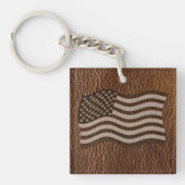 Leer-Uitziende USA Vlag Sleutelhanger (Voorkant)