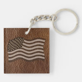 Leer-Uitziende USA Vlag Sleutelhanger (Achterkant)