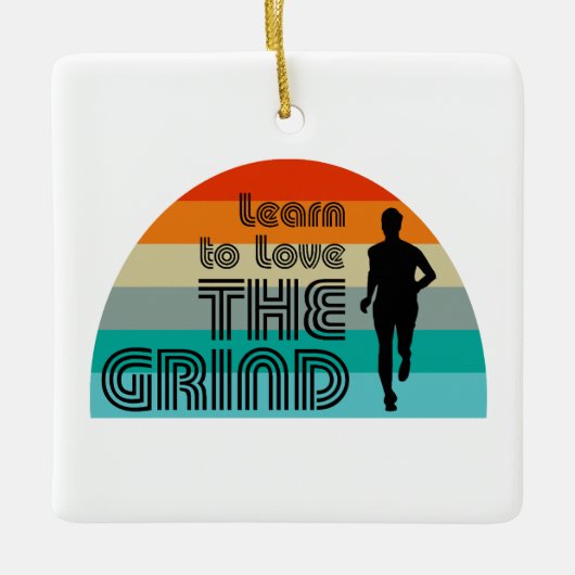 Leer van de Grind die Retro loopt houden Keramisch Ornament (Voorkant)