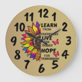 Leer van gisteren citaten regenboog zonnebloem gou grote klok (Voorkant)